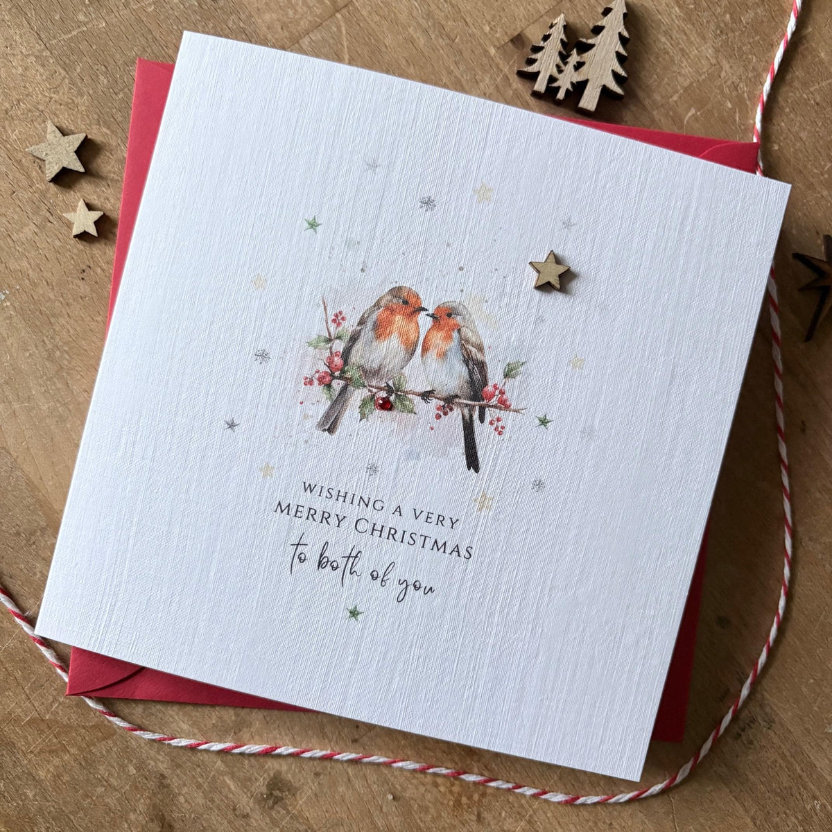 Personalised Christmas Card - Winter Robins for Both of You - photo 1