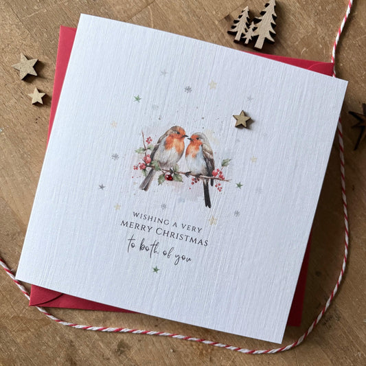 Personalised Christmas Card - Winter Robins for Both of You - photo 1