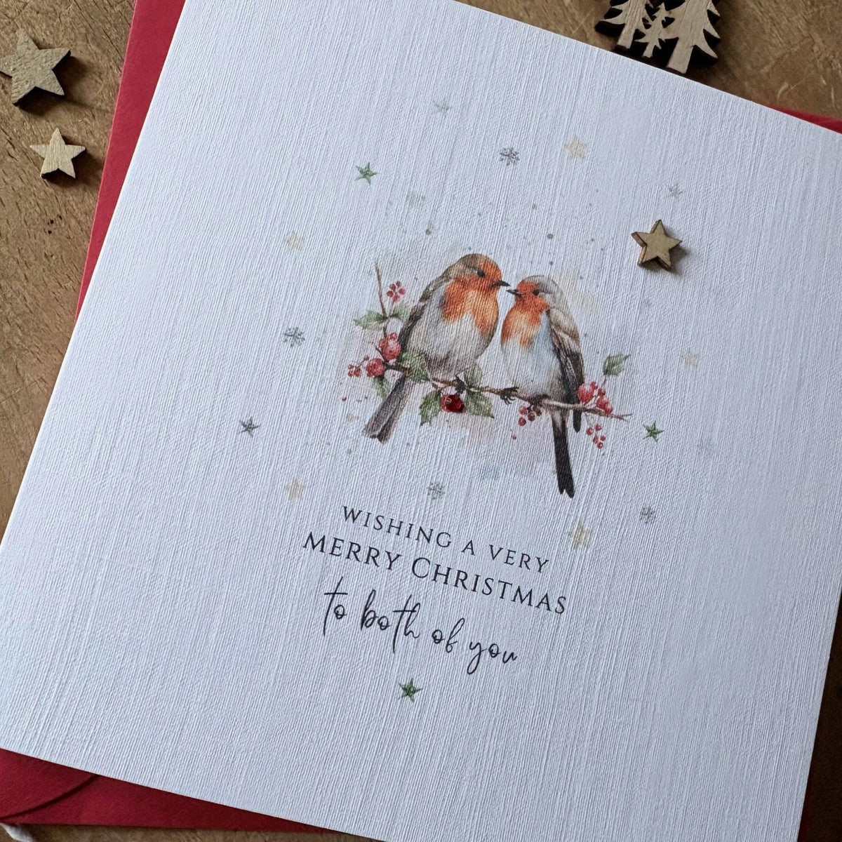Personalised Christmas Card - Winter Robins for Both of You - photo 2