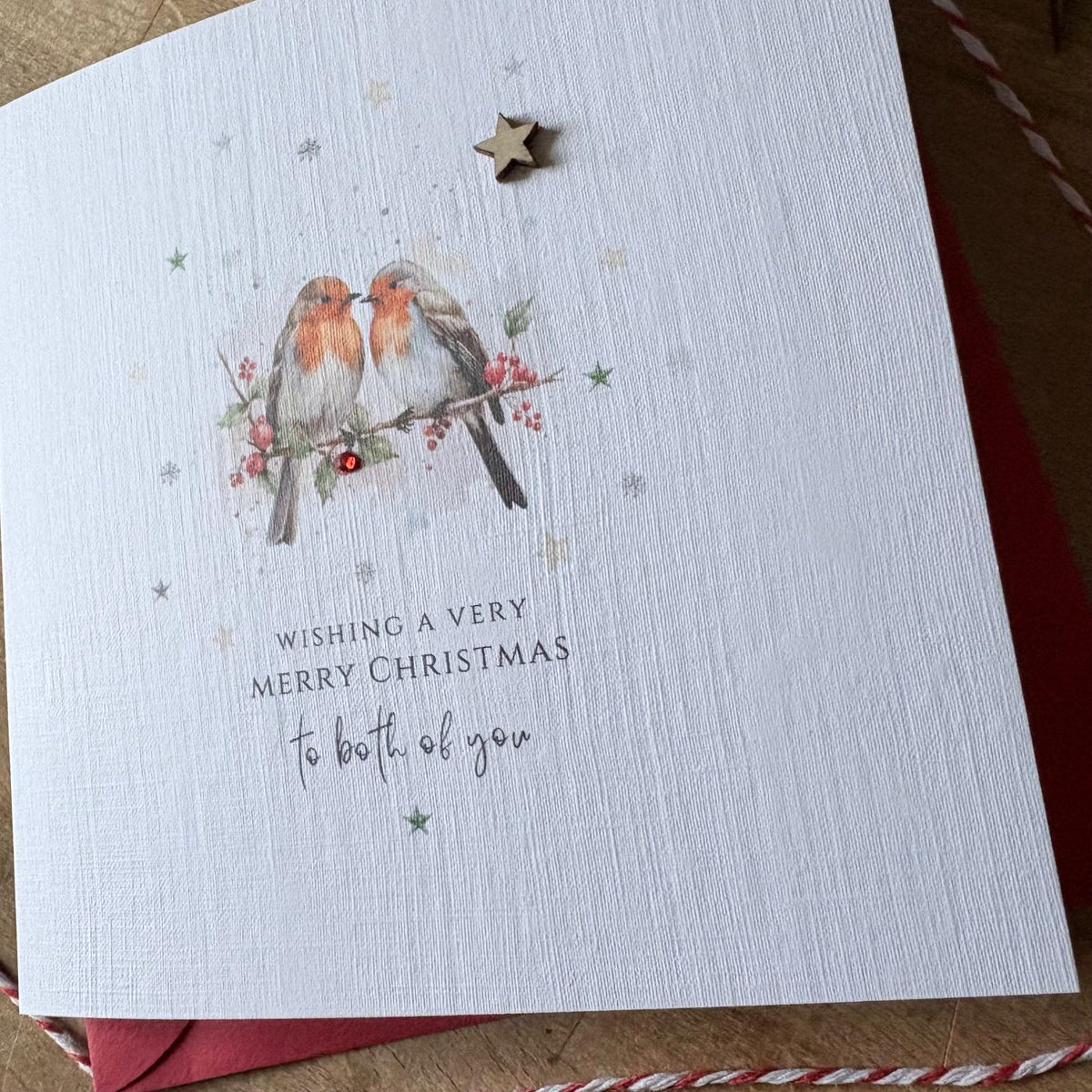 Personalised Christmas Card - Winter Robins for Both of You - photo 3