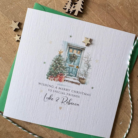 Personalised Christmas Card - Festive Door for Special Friends - photo 2