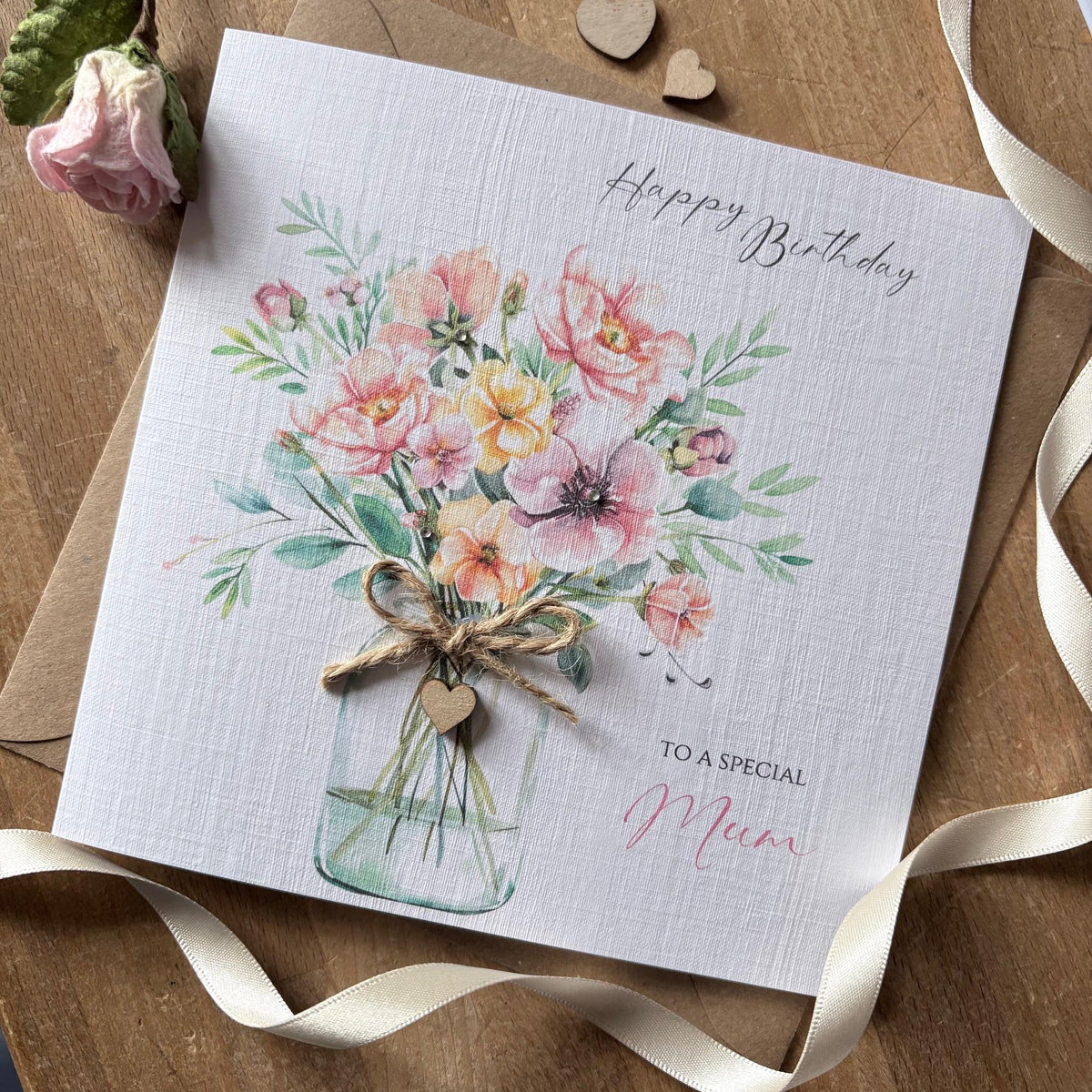 Personalised Birthday Card - Pastel Floral Bouquet - photo 1