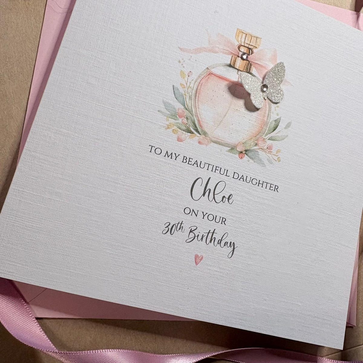 Personalised Birthday Card - Pink Perfume & Butterfly - photo 2
