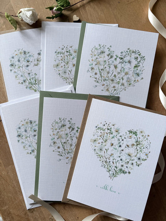 Watercolour Floral Heart Notelets - Pack of Six - photo 1