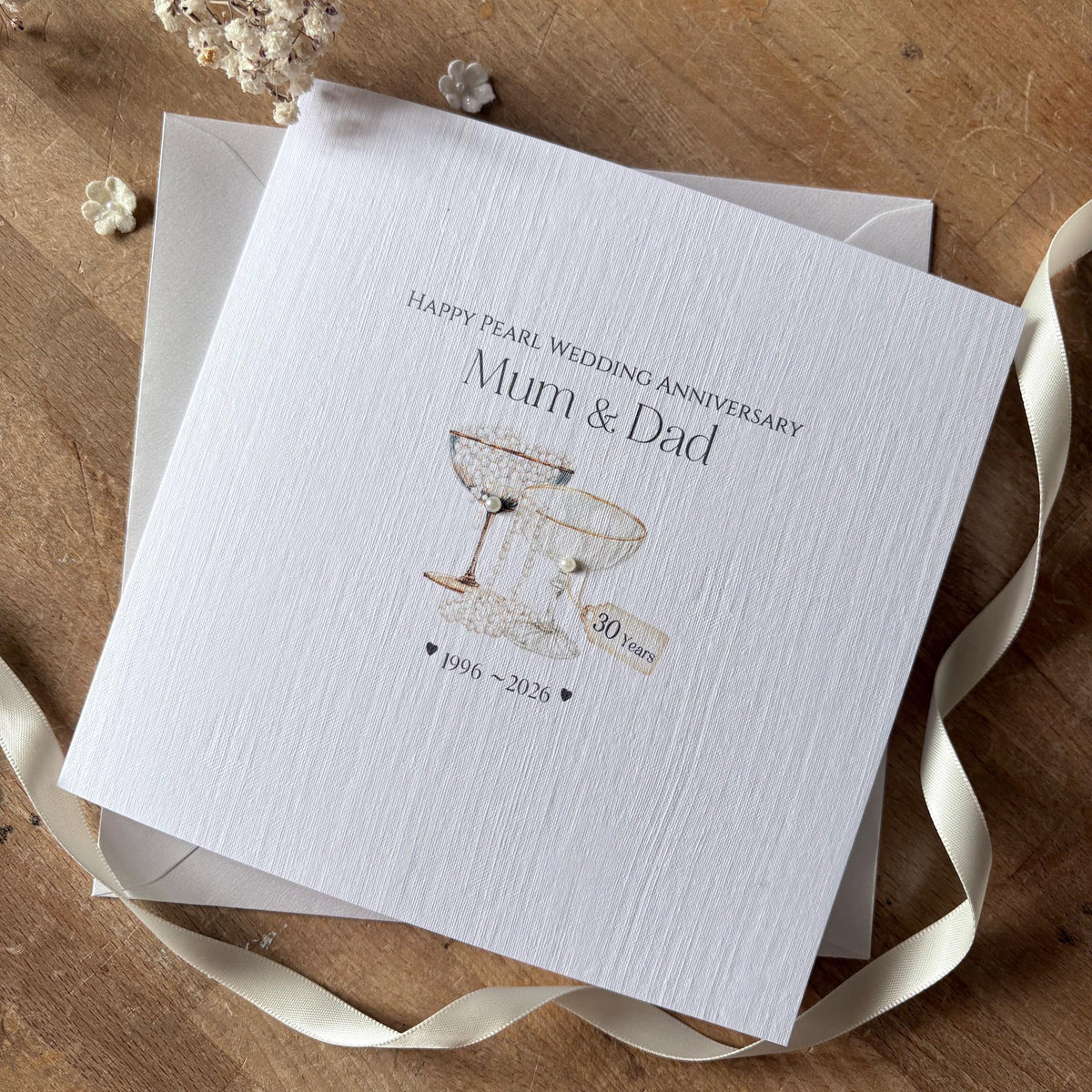 Personalised Pearl 30th Anniversary Card - Champagne Coupes - photo 1
