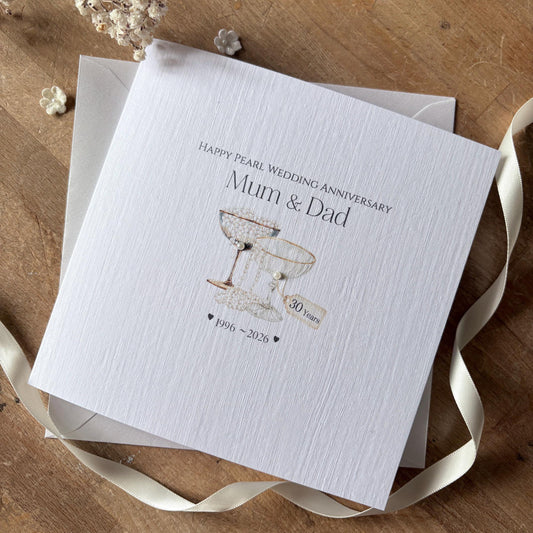 Personalised Pearl 30th Anniversary Card - Champagne Coupes - photo 1