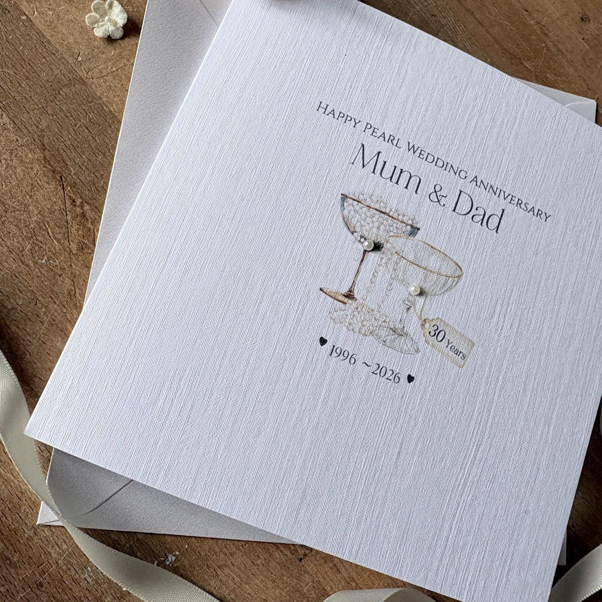 Personalised Pearl 30th Anniversary Card - Champagne Coupes - photo 2