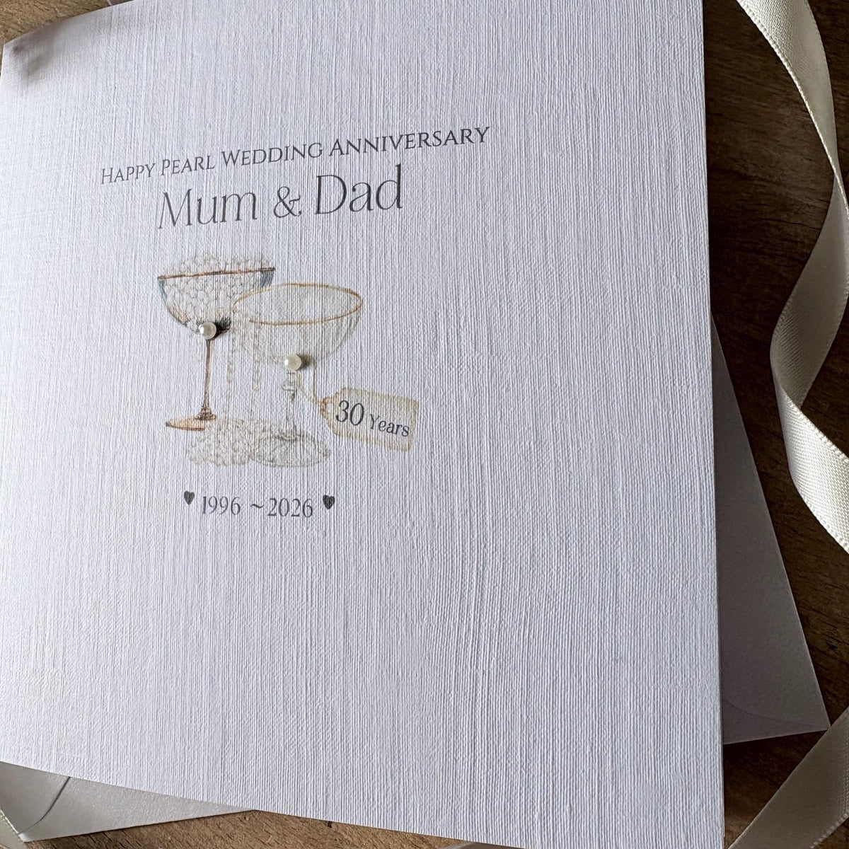 Personalised Pearl 30th Anniversary Card - Champagne Coupes - photo 3