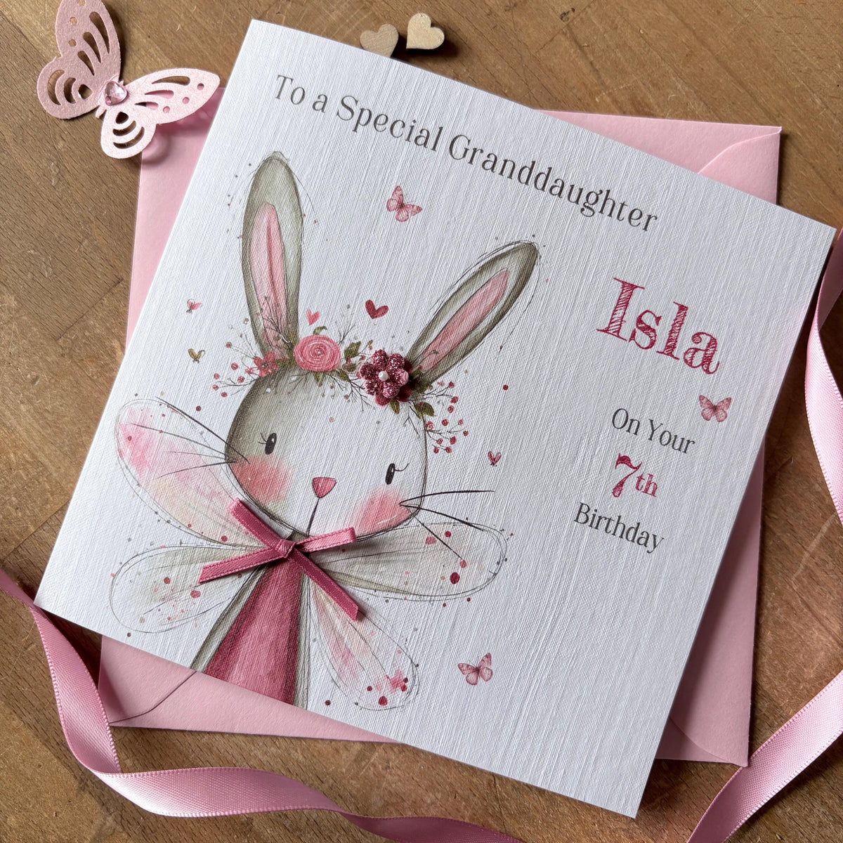 Personalised Birthday Card - Pink Fairy Bunny - photo 1