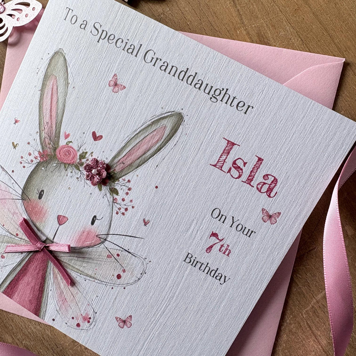 Personalised Birthday Card - Pink Fairy Bunny - photo 2