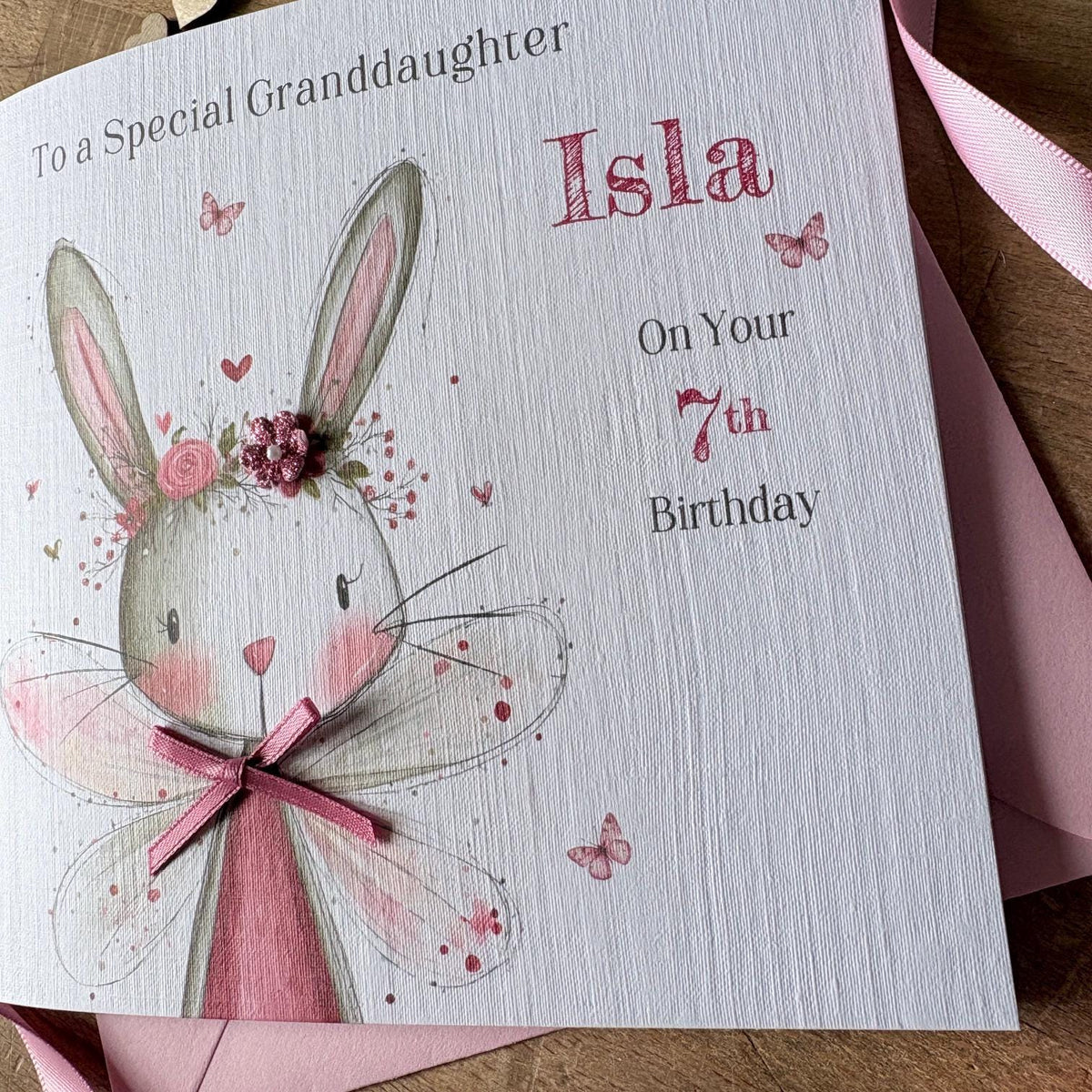 Personalised Birthday Card - Pink Fairy Bunny - photo 3