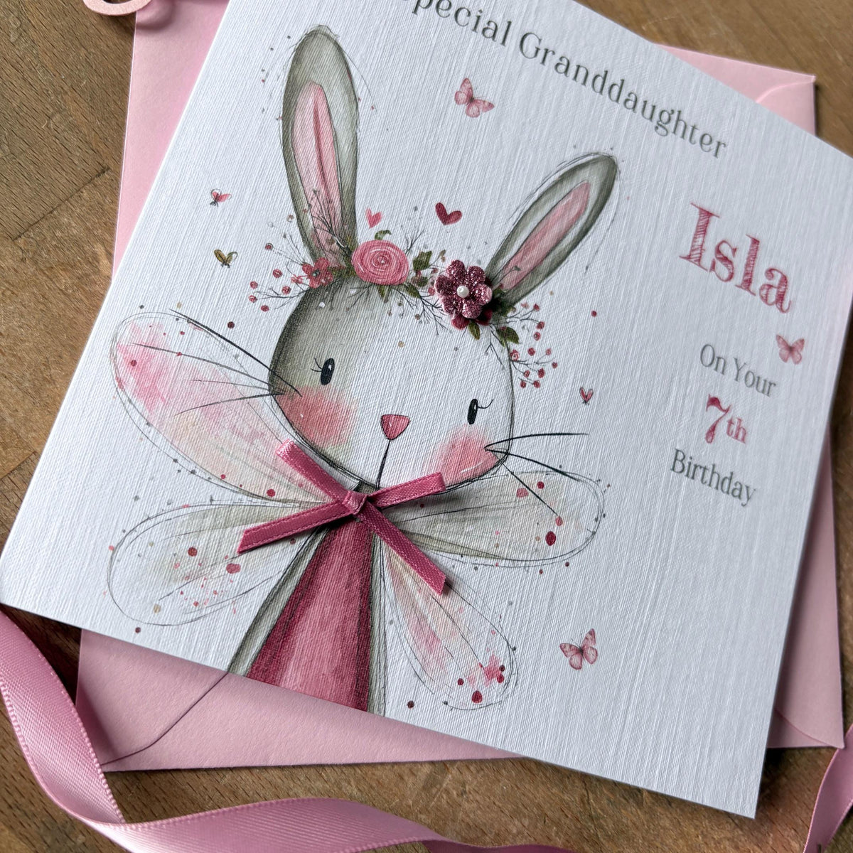 Personalised Birthday Card - Pink Fairy Bunny - photo 4