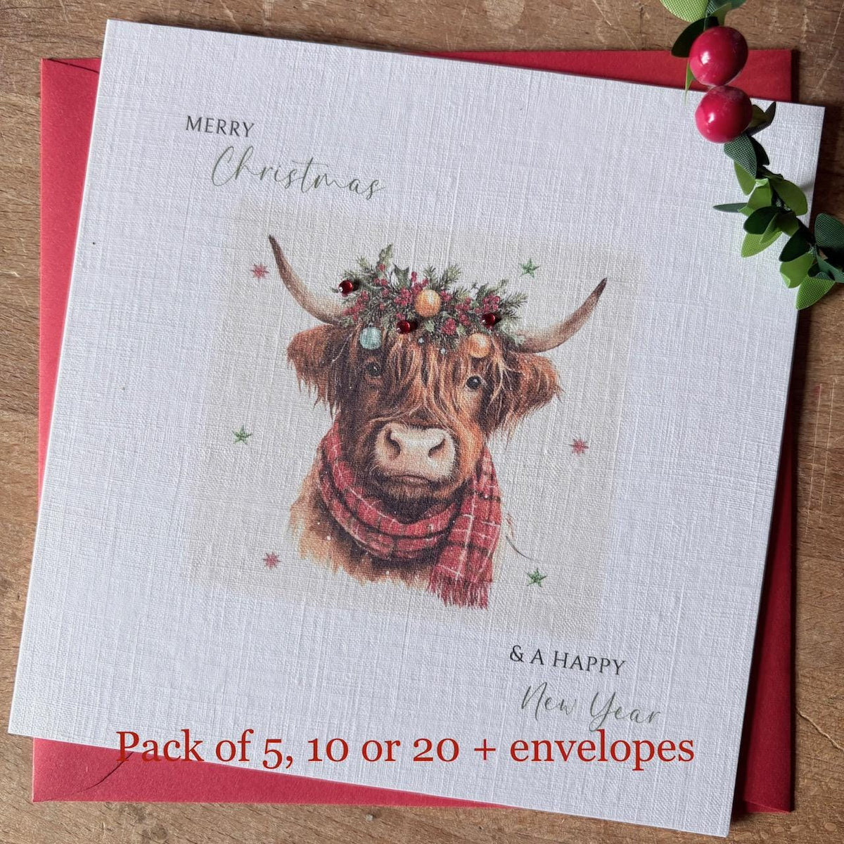 Highland Cow Christmas Cards with Crystals - photo 2