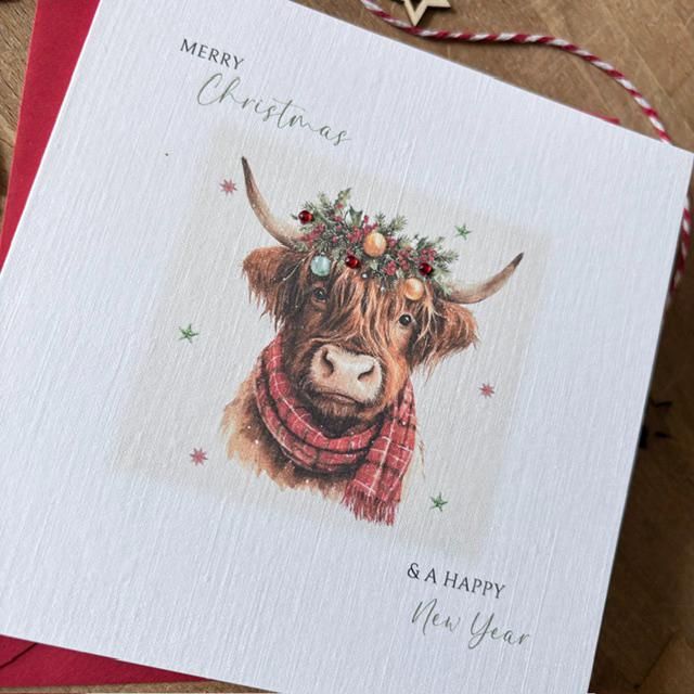 Highland Cow Christmas Cards with Crystals - photo 4