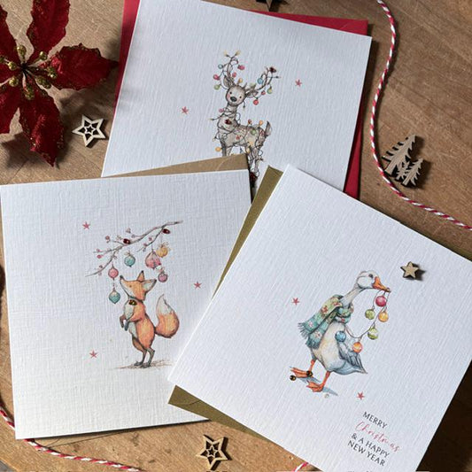 Fox, Goose & Reindeer Christmas Cards - Three Designs - photo 1