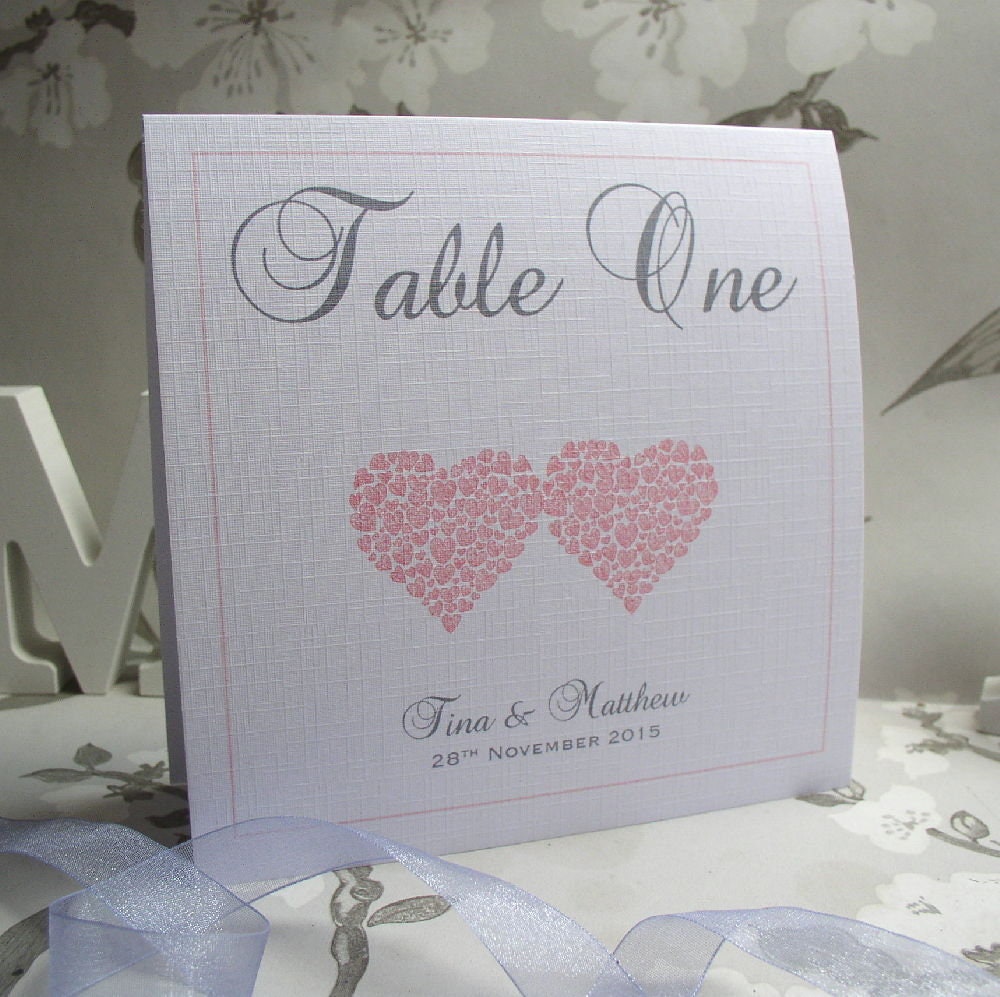 Personalised Wedding Table Numbers - Double-Sided Hearts - photo 1