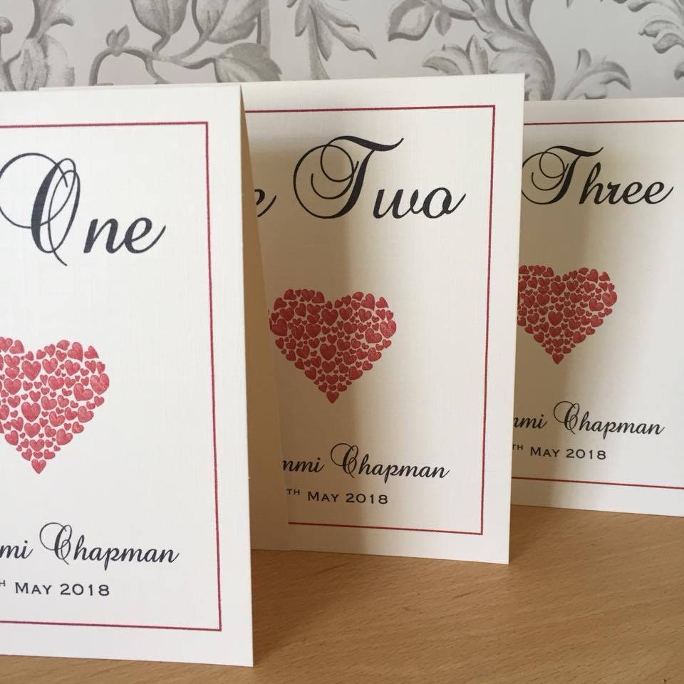 Personalised Wedding Table Numbers - Double-Sided Hearts - photo 2