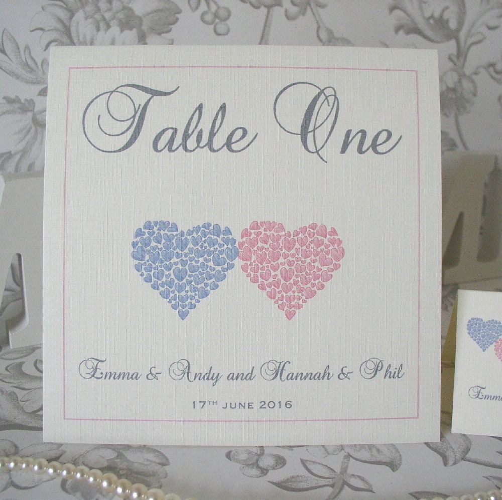 Personalised Wedding Table Numbers - Double-Sided Hearts - photo 4