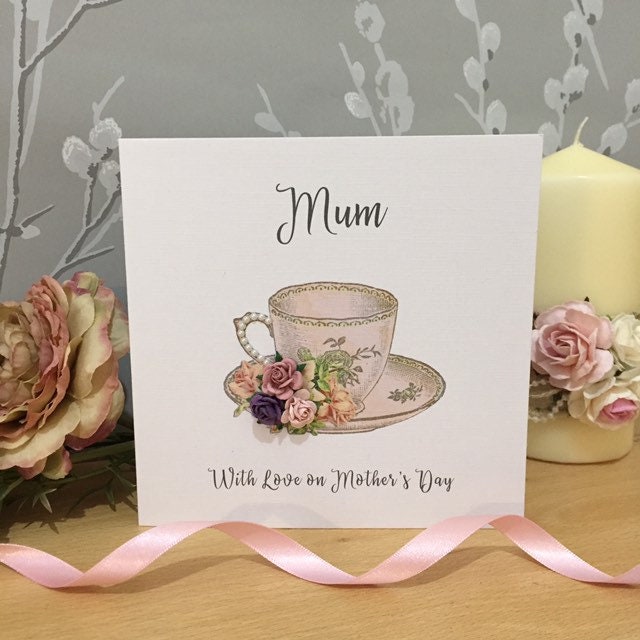 Personalised Mother’s Day Card - Pink Teacup & Roses - photo 1