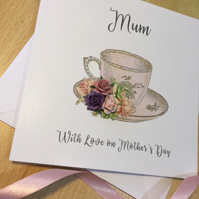 Personalised Mother’s Day Card - Pink Teacup & Roses - photo 2