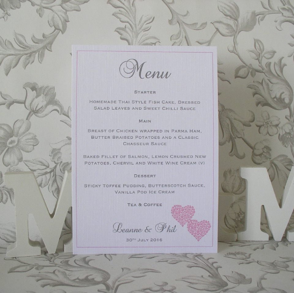 Personalised Wedding Menu Cards - Heart of Hearts, A5 - photo 2