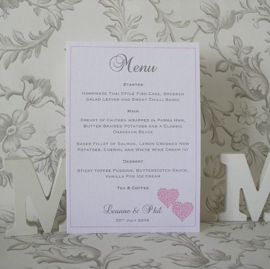 Personalised Wedding Menu Cards - Heart of Hearts, A5 - photo 2