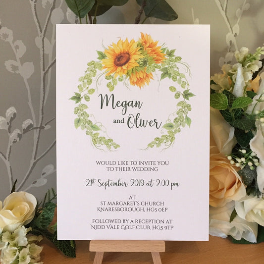 Personalised Wedding Invitation - Sunflower Wreath, A5 - photo 1