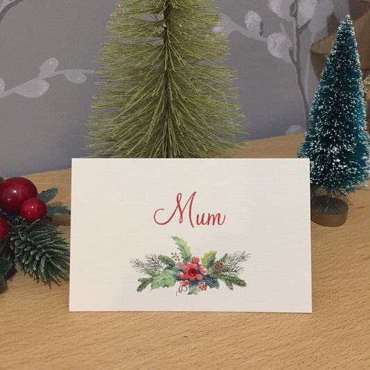 Personalised Christmas Place Cards - Holly, Fir & Berries - photo 1