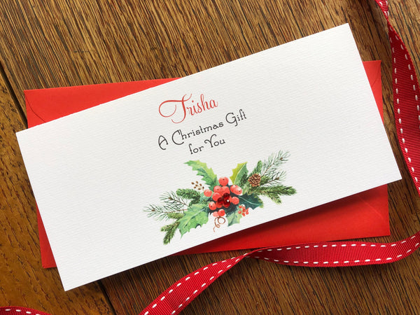 Personalised Christmas Money Wallet - Holly & Fir - photo 1