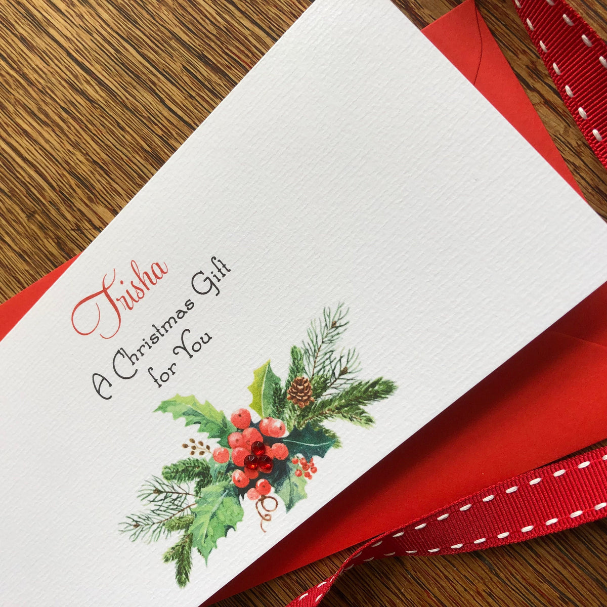 Personalised Christmas Money Wallet - Holly & Fir - photo 3