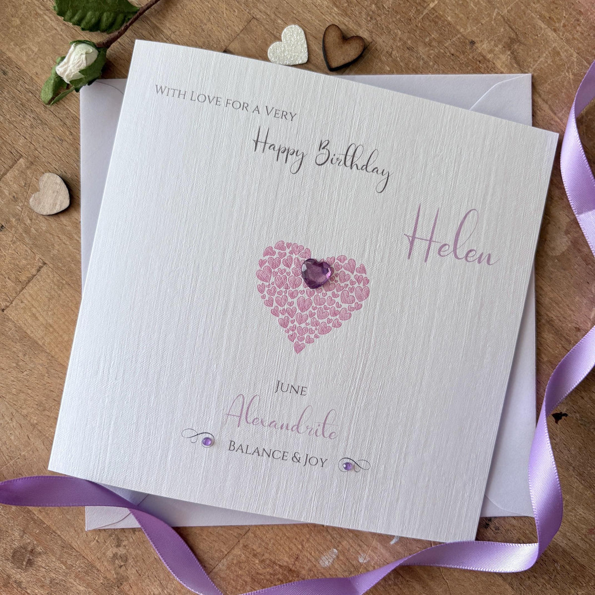 Personalised Birthstone Birthday Card - Crystal Heart - photo 1