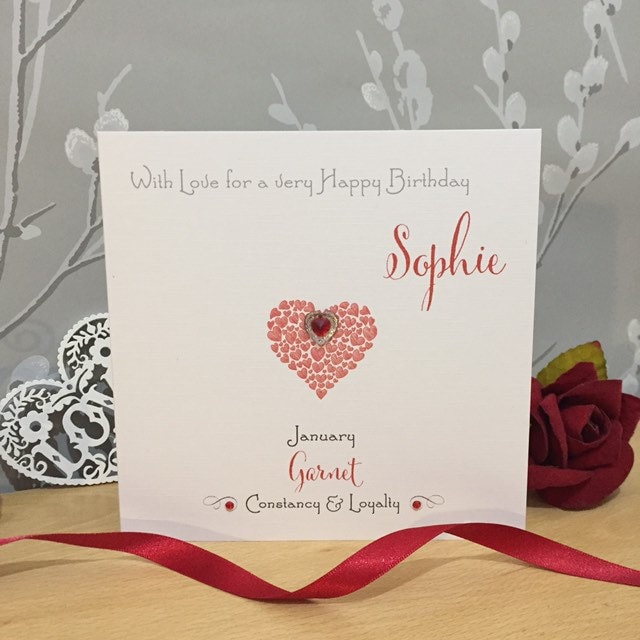 Personalised Birthstone Birthday Card - Crystal Heart - photo 2