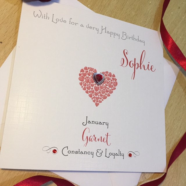 Personalised Birthstone Birthday Card - Crystal Heart - photo 3