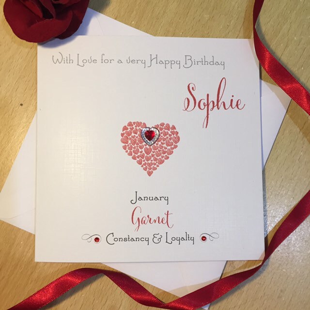 Personalised Birthstone Birthday Card - Crystal Heart - photo 4
