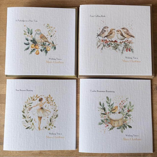 Twelve Days of Christmas cards with crystal details