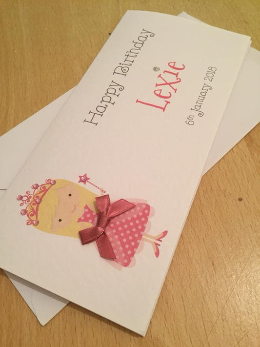 Birthday Money / Gift Voucher Wallet - Pink Princess - Personalised