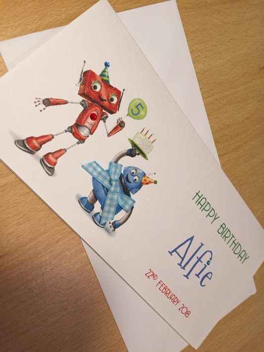 Birthday Money / Gift Voucher Wallet - Robots - Personalised
