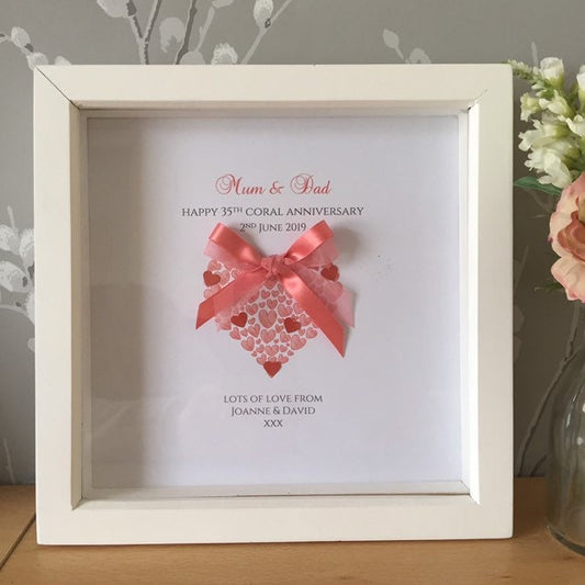 Coral Wedding Anniversary Gift Frame, Personalised 35th Anniversary Gift