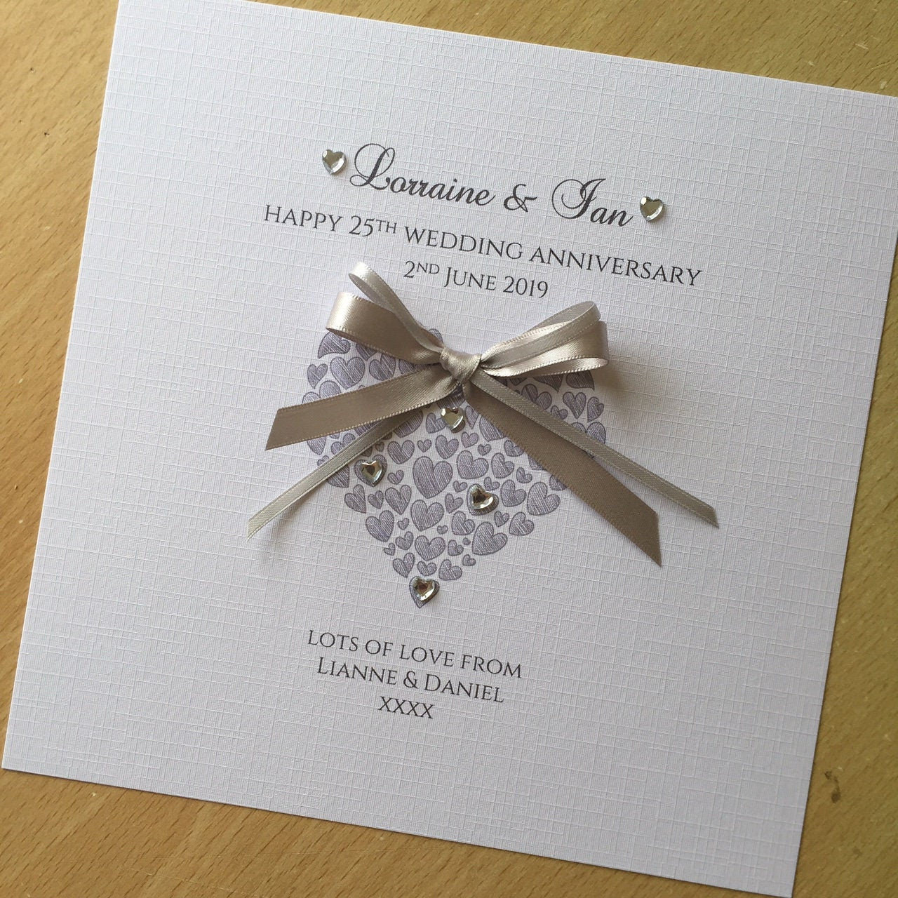 Silver 25th Wedding Anniversary Gift Frame, Personalised, Handmade Gift