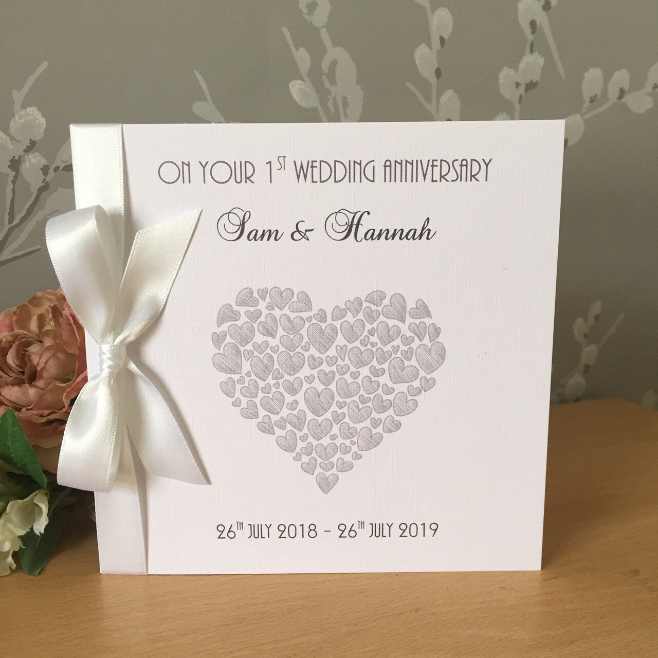 Personalised 1st Wedding Anniversary Card - Paper Anniversary -  Heart of Hearts