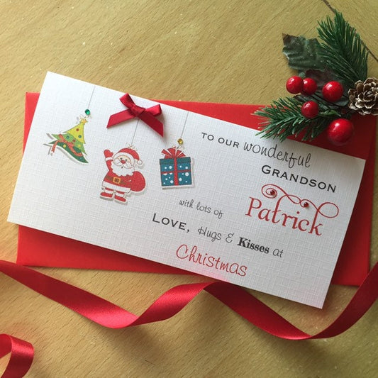 Personalised Christmas Money / Gift / Voucher Wallet - Christmas Bunting