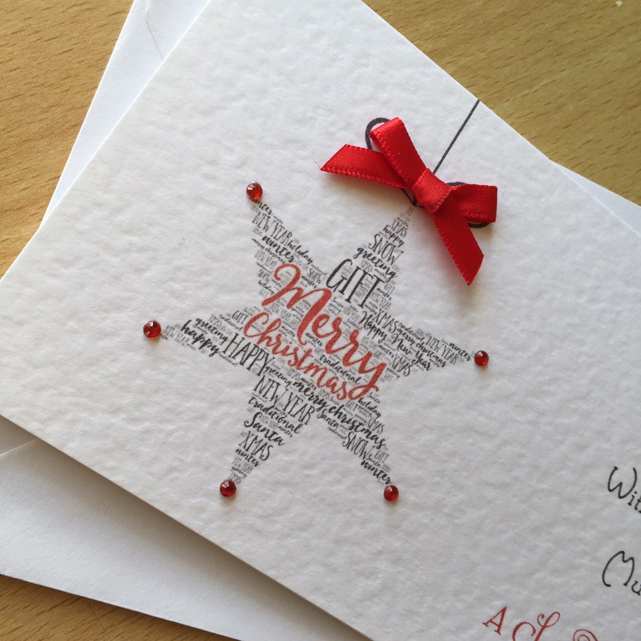 Personalised Christmas Star Money / Gift / Voucher Wallet with Crystals and Bow