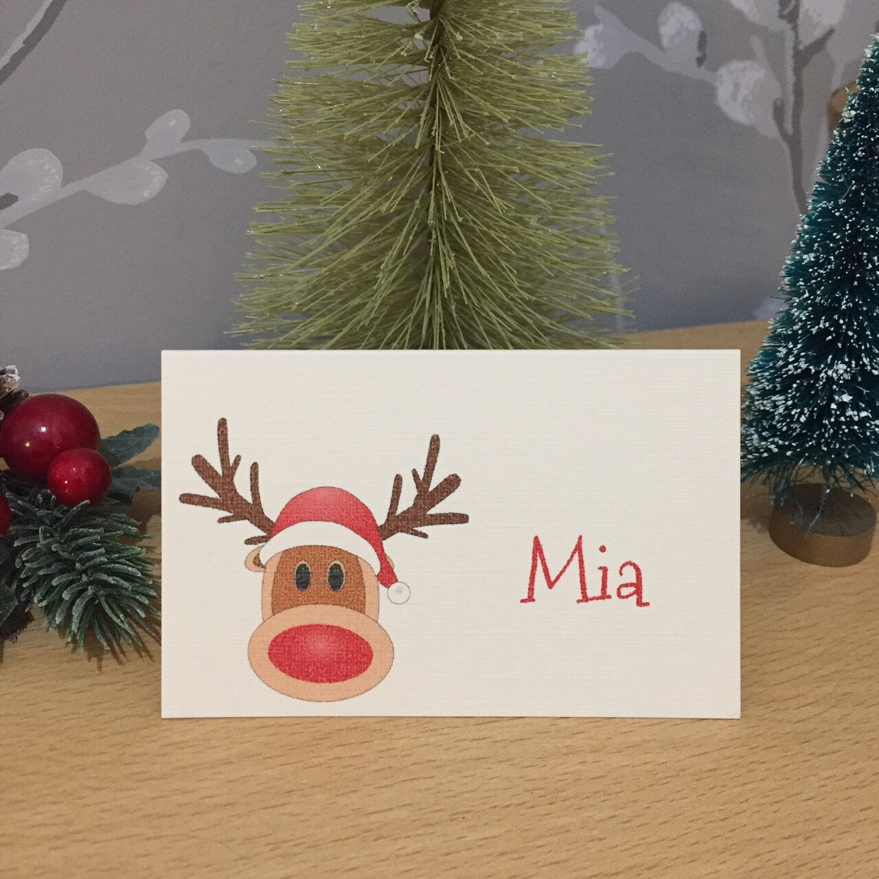 Personalised Christmas Table Name Cards - Rudolph