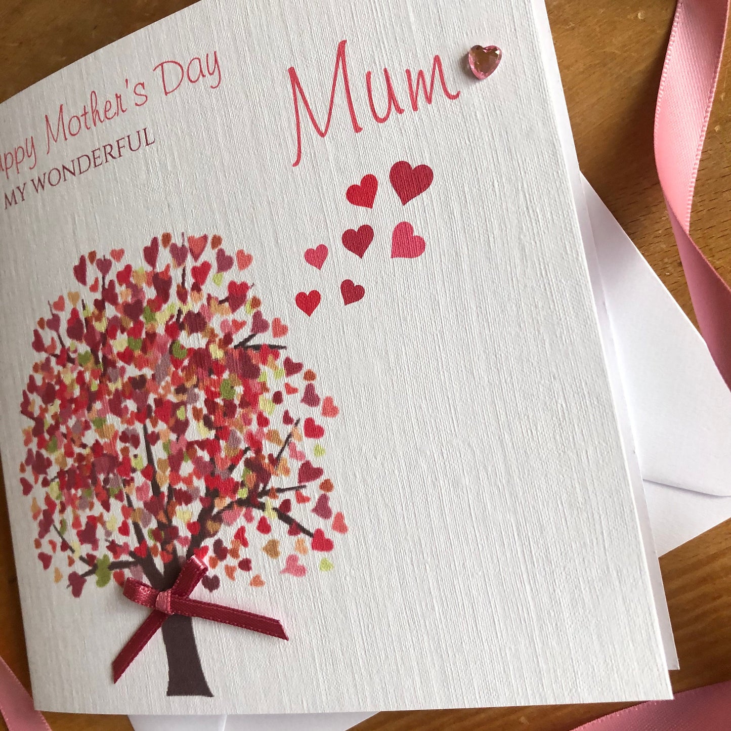 Personalised Mother's Day Card - Pink Heart Tree - Special Mum, Nan, Carer