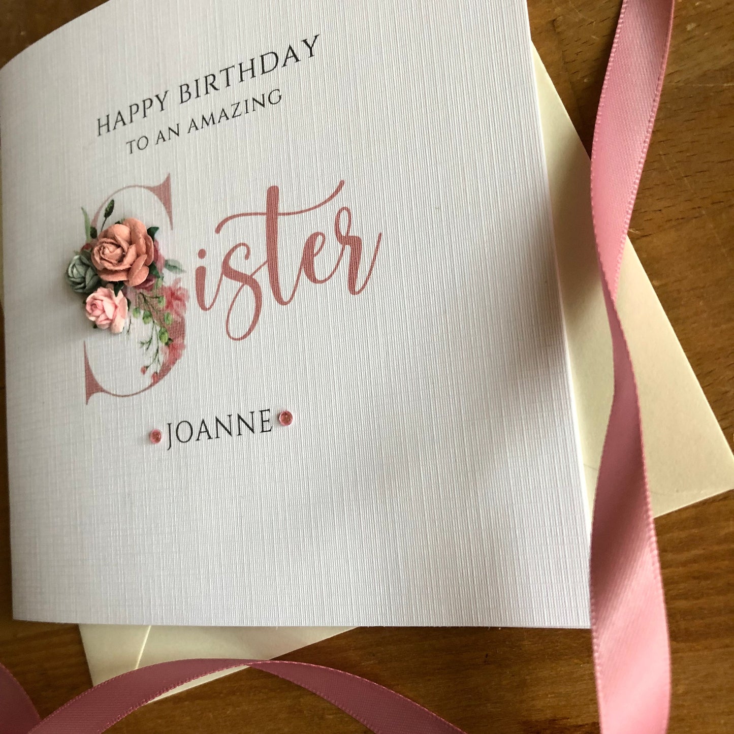 Personalised Birthday Card - Rose Gold Paper Rose Letter