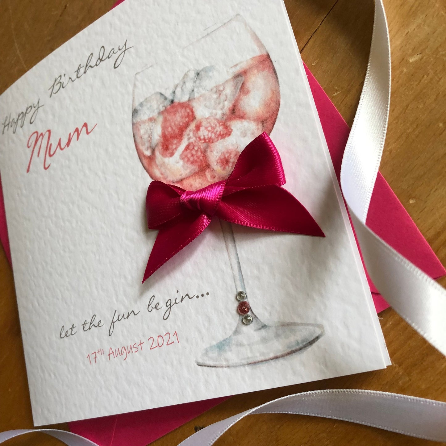 Personalised Gin Birthday Card - Pink Gin