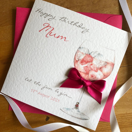 Personalised Gin Birthday Card - Pink Gin