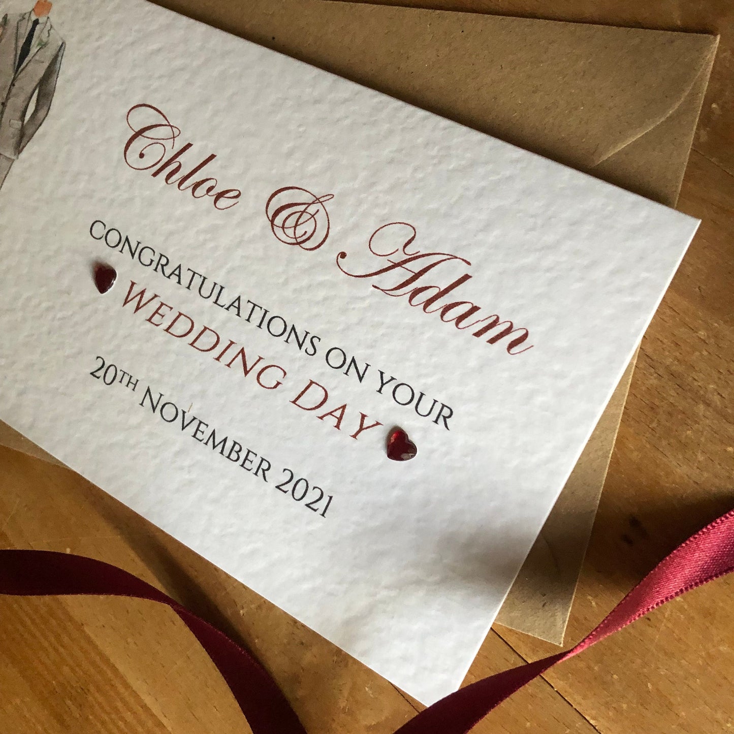 Wedding Day Handmade Personalised Money / Gift Wallet - Bride & Groom