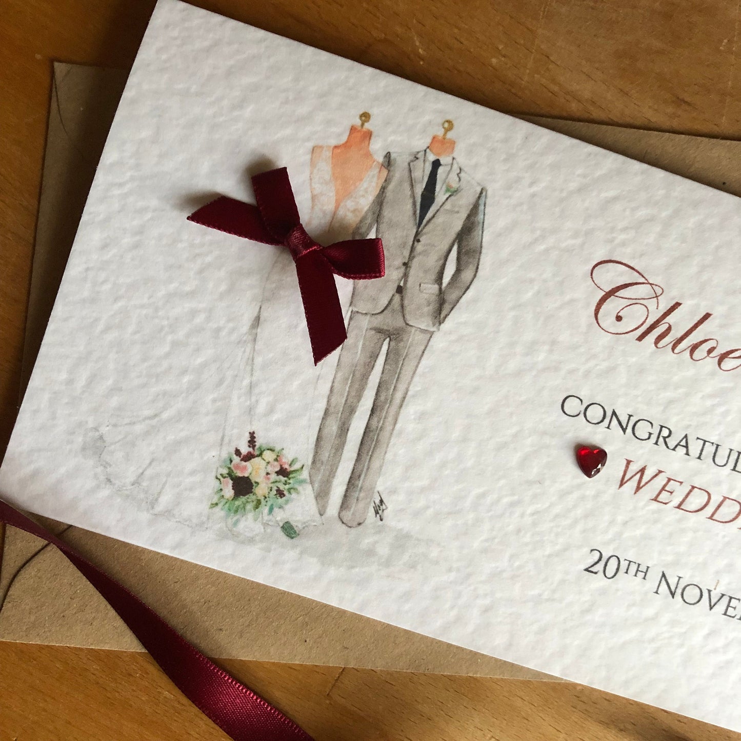 Wedding Day Handmade Personalised Money / Gift Wallet - Bride & Groom