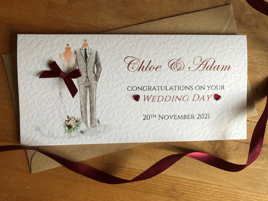 Wedding Day Handmade Personalised Money / Gift Wallet - Bride & Groom